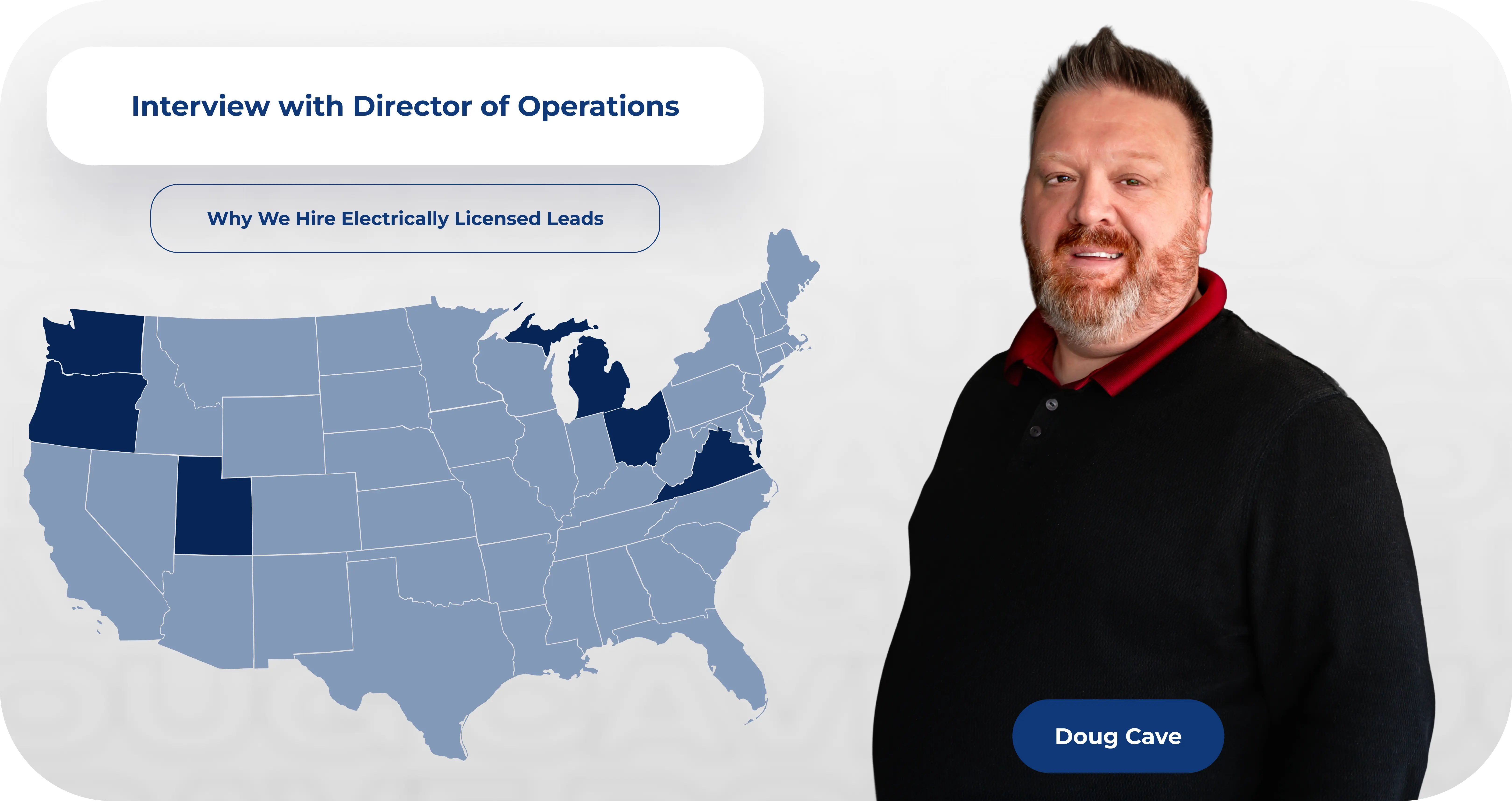 Doug Cave, Director of Operations at SJS, in front of a US map